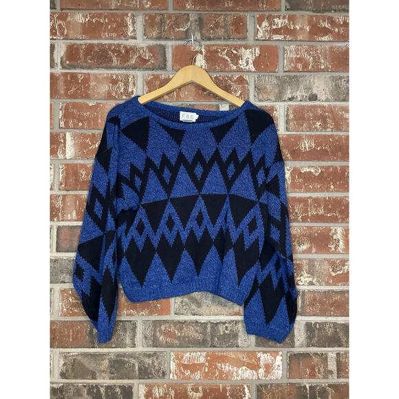 Vintage FABE Sweater Size Medium Acrylic Wool Blend 80s Grandpa Retro Geometric - Picture 1 of 4